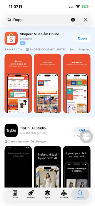 Tìm kiếm Doppl trên App Store Việt Nam không ra kết quả